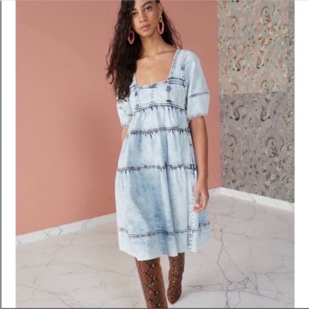 Ulla Johnson Devi Denim Midi Dress Sz 6